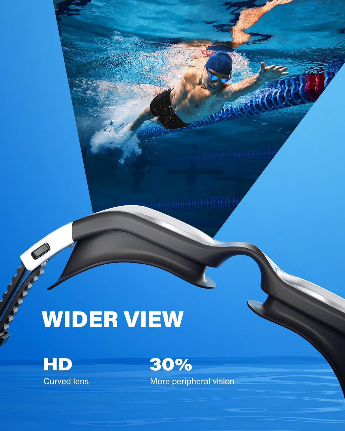 Adult Swim Goggles for Men & Women, Anti-Fog Lenses & Leakproof Seal for Lap Swimming, Open Water, Pool